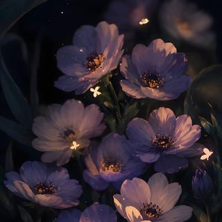 some purple flowers are in the dark with a crescent moon above them and stars on the night sky Moonlight Flowers Halloween Floral Flower Pic Art, Purple Flower Phone, Flowers Aesthetic, black