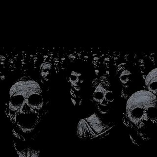 a group of people with their faces covered by skulls in black and white, against a dark background Creepy Halloween Desktop Laptop Desktop Hd Dark, Scary For Laptop, Black And White Horror,
