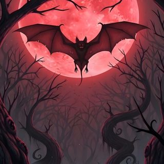a painting of a bat flying in front of a full moon Halloween Flying Monster Bat And Moon Background, Bat Iphone, Halloween, dark slate gray
