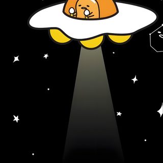an orange and white cartoon character flying through the night sky with stars in the background Gudetama Halloween Gudetama Aesthetic, Gudetama Gifts, Gudetama Lockscreen, Gudetama Iphone, black