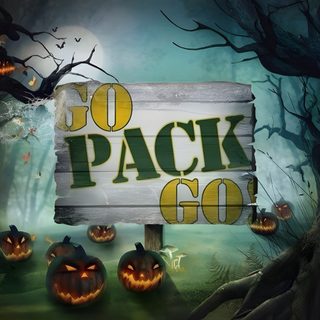 a wooden sign with carved pumpkins in front of it that says go pack go Packers Halloween Trunk Or Treat Green Bay, Packers Pumpkins, Green Bay Packers Thanksgiving, dark slate gray