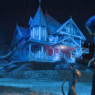 a cat and a person standing in front of a house at night with the lights on Halloween Iphone Coraline Coraline Film, Coraline Art, Laika Studios, Coraline Movie, Laptop, dark slate gray