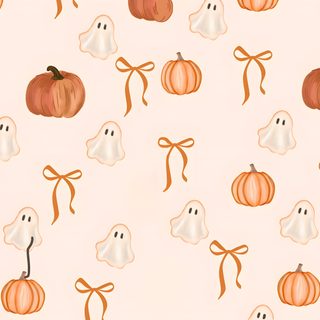 an orange and white halloween pattern with pumpkins, ghost, and candy canes Cute For Ipad Halloween Fall Desktop Backgrounds Aesthetic, Fall Ipad Backgrounds Horizontal, Fall Backgrounds Aesthetic Laptop, linen