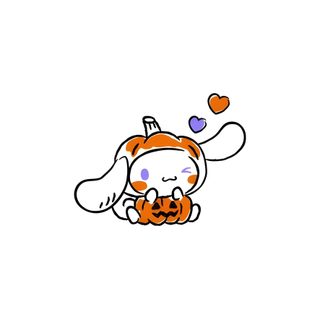 an orange and white dog with hearts on it's head is laying in the air Cinnamon Roll Sanrio Halloween Cinnamon Roll Sanrio Halloween, Autumn Cinnamoroll, Cinnamon Roll Halloween, white