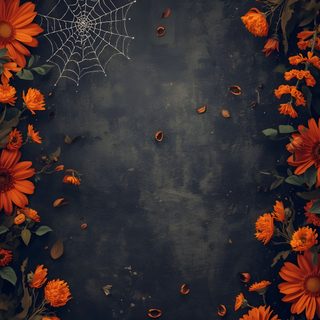 pumpkins and flowers are arranged in the shape of a circle on a black background Halloween Flowers Halloween Iphone Aesthetic, Vintage Halloween Iphone, Halloween Lockscreen Iphone, dark slate gray