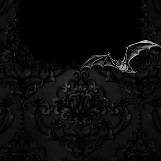 a black and white photo frame with two bats on the wall in front of it Gothic Halloween Bats black