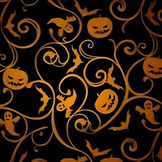 an orange and black pattern with swirls on it Halloween Trellis Ikat Custom Halloween, black