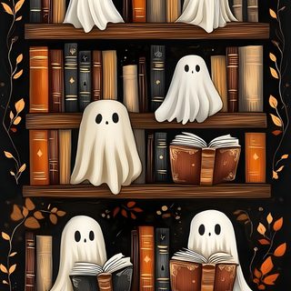two bookshelves with ghost heads on them Halloween Phone Design Image Halloween, Halloween Iphone Backgrounds, Halloween Backgrounds, Diy Gem, black