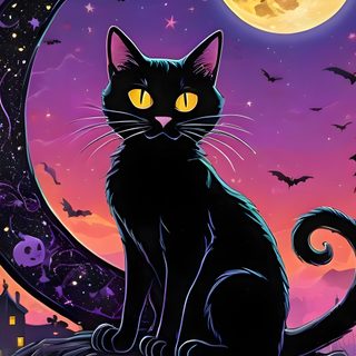 a black cat sitting on top of a pile of pumpkins under a full moon Halloween Cat Iphone Art, New Art, Iphone, Halloween, dark slate gray