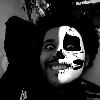 a man with his face painted like a skeleton The Weeknd Halloween The Weeknd For Halloween, The Weeknd Halloween Horror Nights, Matching The Weeknd, black