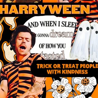 a collage of halloween related items including pumpkins Harry Styles Halloween Fall Harry Styles, Harry Styles Pumpkin Painting, One Direction Halloween, chocolate