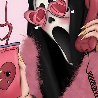 a woman in a pink coat holding a cup and wearing heart shaped glasses while talking on the phone Cute Halloween Mean Girls indian red