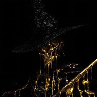 a black and yellow photo with dripping liquid Black And Gold Halloween black