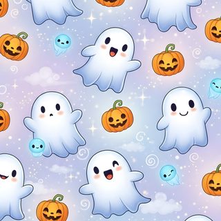 a pattern with ghost and pumpkins on a purple background Kids Halloween Design, Aesthetic Backgrounds, Halloween, Aesthetic Design, gainsboro