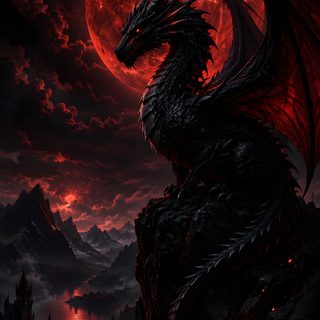 a dragon sitting on top of a mountain under a red moon Dragon Halloween 4k Phone, Blood Red Moon, G-dragon, Perfect Dark, Red Moon, Black Dragon,