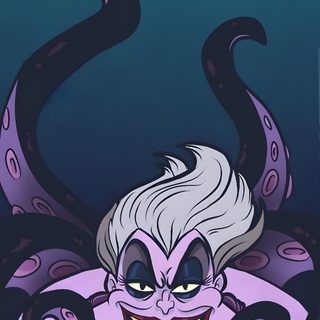 an image of a cartoon character with tentacles on his head and eyes, in front of a blue background Halloween Villains Ursula Arielle, Ursula Theme, What Would Ursula Steal From You, dark slate gray