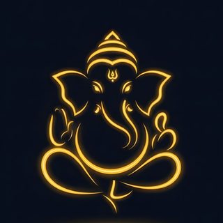 an image of a neon ganesha Ganesh Halloween Ganpati Logo, Golden Ganesha, Lotus Sculpture, Black Canvas Paintings,