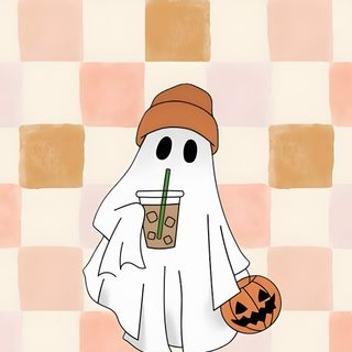 Autumn Themed Ghost Art, Cozy Fall Wallpaper Inspiration, Cute Ghost With Coffee And Pumpkin, Halloween Ghost Illustration, Halloween Party Decoration Ideas, Cute Aesthetic Wallpaper Fall, Cute Halloween Backrounds, Cute Halloween Walpapers, Cute Iphone Wallpaper Fall Preppy Halloween Ghost Autumn Themed Ghost Art, Cozy Fall Inspiration, Cute Ghost With Coffee And Pumpkin, antique white
