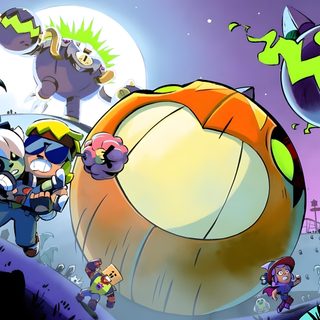 an image of some cartoon characters playing with a ball Brawl Stars Halloween Stars, Halloween, light slate gray