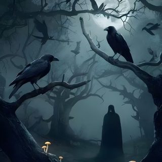 Spooky Forest Wallpaper, Spooky Forest Wallpaper Ideas, Scary Crow Wallpaper, Spooky Night Wallpaper, Dark Spooky Wallpaper, Spooky Spooky Dark Scary Wallpaper, Spooky Crow Wallpaper, Spooky Halloween Wallpaper Scary, Dark Forest With Crow Halloween Crow Dark Custom Spooky Forest, Spooky Forest Ideas, Scary Crow, Spooky Night, dark slate gray