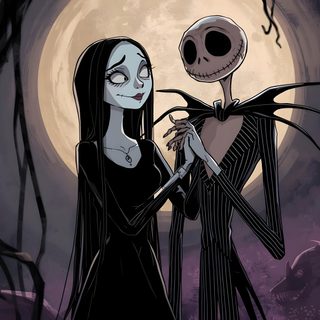a couple dressed up as jack and sally in front of a full moon Nightmare Before Christmas Halloween Town Tim Burton Ipad, Nightmare Before Christmas Laptop Backgrounds, Tim Burton Computer, dark slate gray