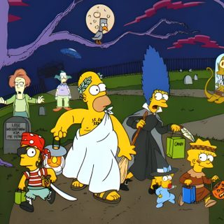 the simpsons family is walking through a graveyard Family Guy Halloween Simpson Halloween Special, The Simpson Halloween, The Simpsons Halloween Episodes, dark slate gray
