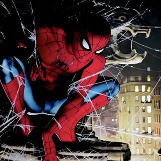 spider - man in front of a cityscape at night Halloween Spider Man Box Office, Brand New Day, Track, New Day, Spiderman, Brand New, black