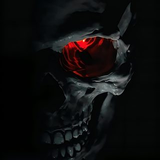 a skull with red eyes is shown in this dark photo, it appears to be an image Halloween Skull 4k Skull 4k, Black Skull Hd, Black Skull Hd 4k, Dark Skull 4k, Black Skull 4k Phone,