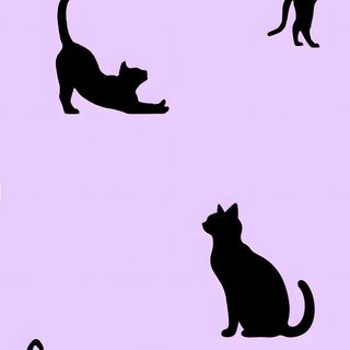four cats are silhouetted against a purple background Feline Halloween - Black On Lavender Purple Cat Silhouette, Black Cat Purple Background Aesthetic, Black Cat Purple Background,
