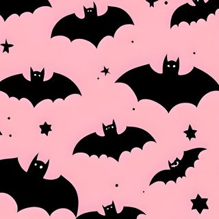 black bats and stars against a pink background Halloween Cute Bats Silhouette Aesthetic Pink Bat, Pink And Black Halloween Background, Pink And Black Halloween,