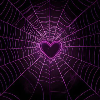 a spider web with a heart in the center and purple lights on it's sides Cute Halloween Heart Cool Witch, Spooky Backgrounds Aesthetic, Cute Light Purple Aesthetic, black