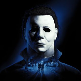 an image of a man with a mask on and people walking down the street in front of him Halloween Franchise Friday The 13th Games, Halloween Video Game, Silent Hill Game, Horror Style, black