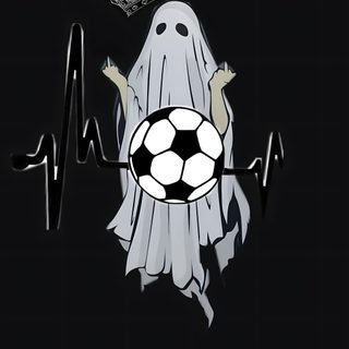 a ghost with a soccer ball in its hand Halloween Soccer black