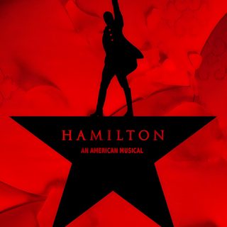 an american musical poster for the film'hamilton'with a silhouette of a man on top of a star Hamilton Halloween Hamilton Collage, Hamilton Musical Collage, Hamilton, Hamilton Background Iphone, firebrick