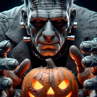 a creepy man with his hands in front of a jack - o'- lantern Frankenstein Halloween Halloween Art Aesthetic, Scary Frankenstein, Halloween Horror Movie Iphone, dark slate gray