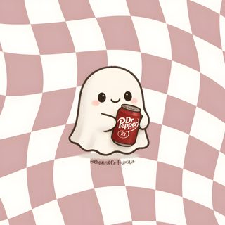 a white ghost holding a can of soda on top of a checkered wallpaper Dr Pepper Halloween Ghost With Dr Pepper, Cute Pictures Of Ghosts, Halloween Ipad, linen
