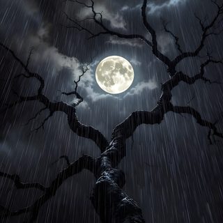 a full moon is seen through the branches of a tree in the dark night sky Rainy Halloween Night Sky Midnight Rain Aesthetic, Full Moon Photography, Full Moon Aesthetic Dark, dark slate gray