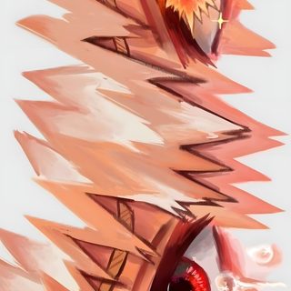 an artistic painting of a woman's face with red eyes and feathers on her head Bakugou Halloween My Hero Academia Fanart Bakugo, Fan Art Bakugo, Bakugou Stars, dark salmon