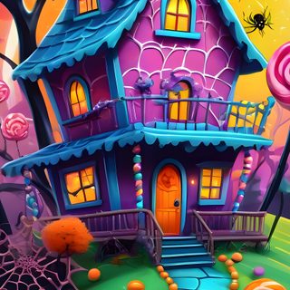 an image of a halloween house with candy lollipops Halloween Candy House Fantasy Homes, dark slate gray