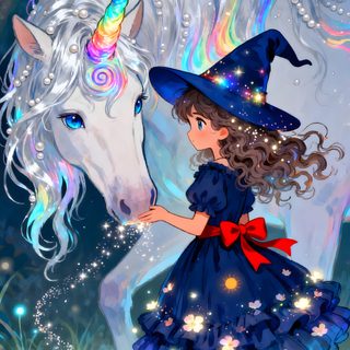 a girl in a blue dress standing next to a white unicorn Halloween Unicorn Unicorn Art, Cute Poster, Anime Drawings, Aesthetic, Fantasy Art, Witch, slate gray
