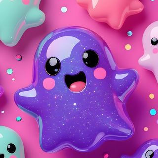 there are many little ghost cookies on the table Halloween Slime Hd Ghost, medium orchid