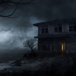 an old house in the middle of a dark forest with a full moon behind it Creepy Halloween 4k Haunted House Hd, Old Barn At Night Hd, Scary House Hd, Scary Dark House, black