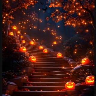 pumpkins are lit up on the steps in front of a full moon and trees Halloween 2023 Halloween Town, Spooky Halloween Pictures, Glow Halloween, Image Halloween, black