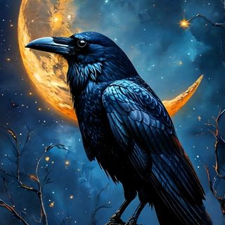 a painting of a black crow sitting on top of a tree stump with the moon in the background Halloween Raven Crow Images, Raven Artwork, Crow Painting, Raven Bird, Arte En Cristal, dark slate gray
