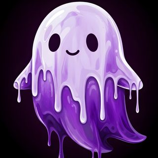 a purple ghost floating in the air with dripping paint on it's face and eyes Halloween Liquid Boo Printable And Purple Ghost, Neon Goth Aesthetic, Kawaii Ghost, Neon Ghost, black