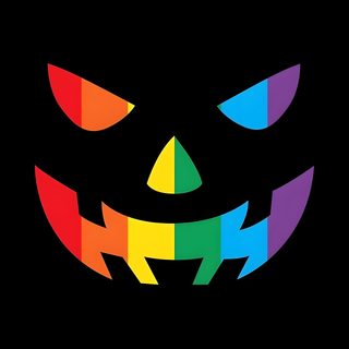 a black background with an image of a halloween jack - o'- lantern face Lgbtq Halloween Gay Halloween, Halloween Pride, Lgbtq Halloween, Pride Halloween, Halloween Pride Flag, black