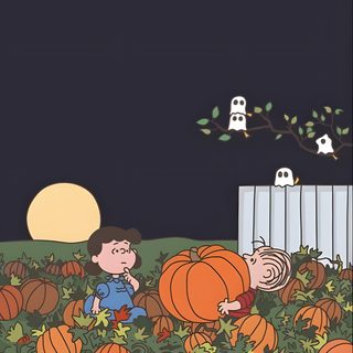 charlie brown and his pumpkins at night Charlie Brown Halloween Aesthetic Fall Lockscreen, September Aesthetic Iphone, Aesthetic Fall Backgrounds, dark slate gray