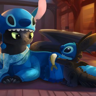 two cartoon characters sitting next to each other Halloween Toothless Toothless And Stitch, Lilo I Stitch, Disney Mignon, Art Disney, Hiccup, dark slate gray