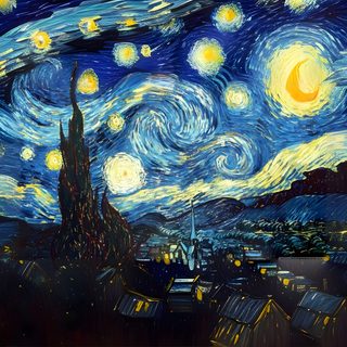 a painting of the starry night over a city Van Gogh Halloween Ipad Aesthetic 4k, Desktop Starry Night, 1920 1080 Desktop Hd, dark slate gray