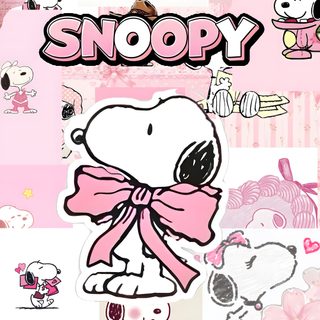 snoopy wallpaper with pink flowers and hello kitty stickers on the bottom right corner Pink Snoopy Halloween misty rose